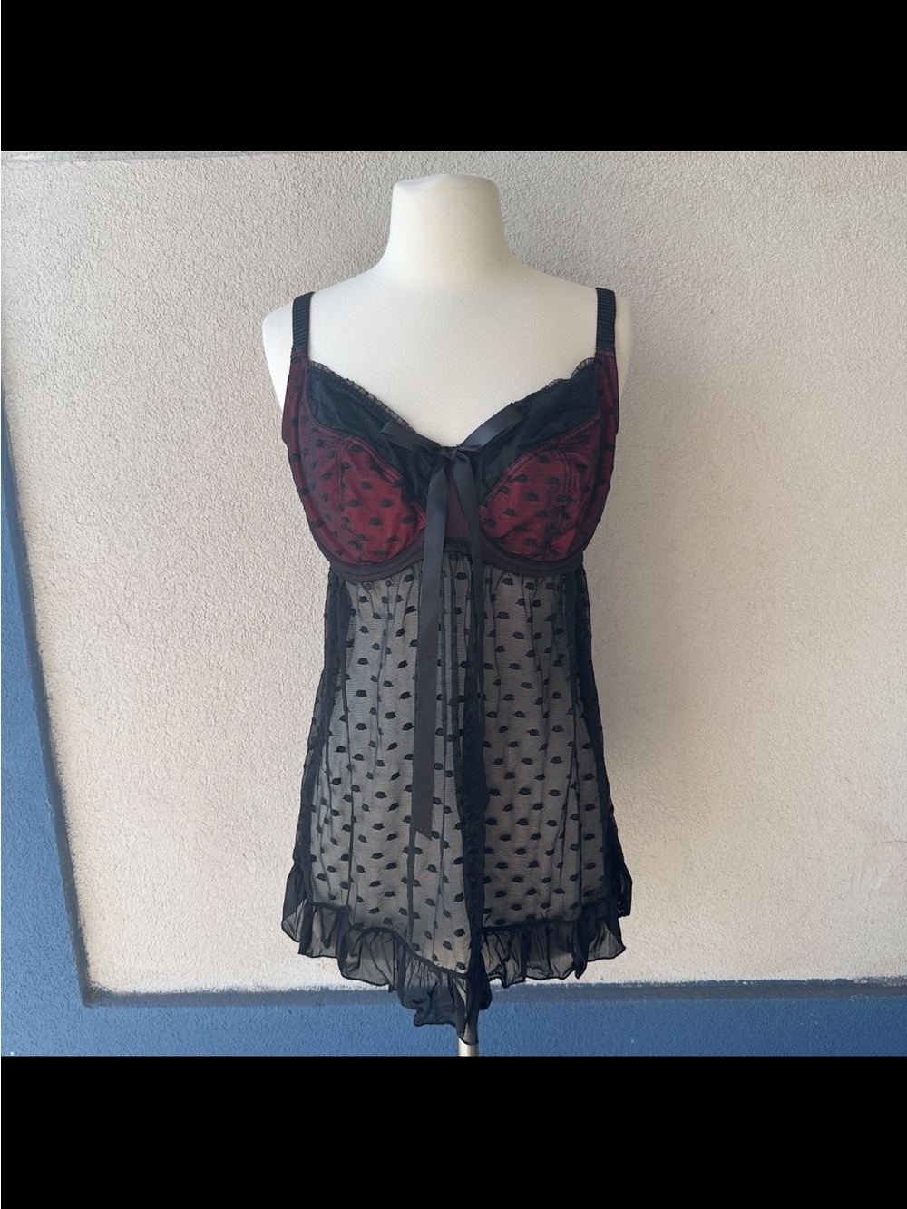 Y2K Black & Red Lingerie with Bow